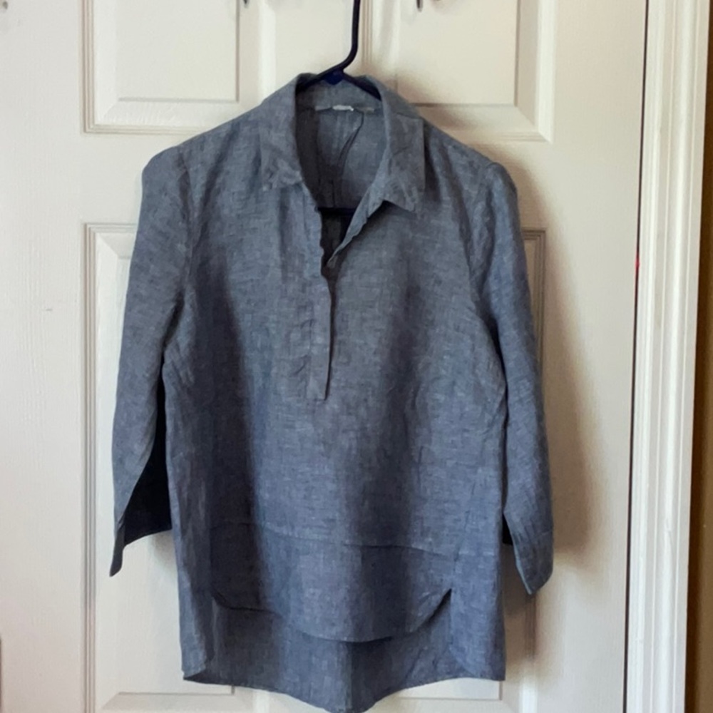 The ARK Australia Made Women’s 3/4 Sleeves Linen Coastal Chambray Top Size Small